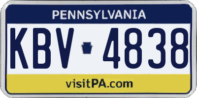 PA license plate KBV4838