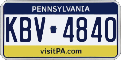PA license plate KBV4840