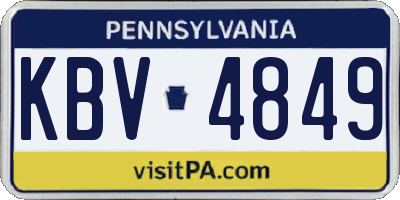 PA license plate KBV4849