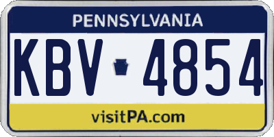 PA license plate KBV4854