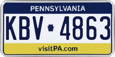 PA license plate KBV4863