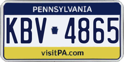 PA license plate KBV4865