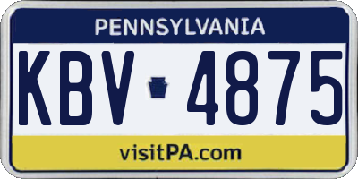 PA license plate KBV4875