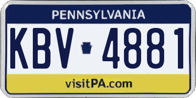 PA license plate KBV4881