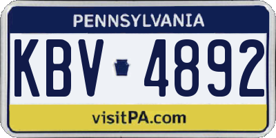 PA license plate KBV4892