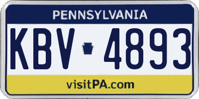 PA license plate KBV4893