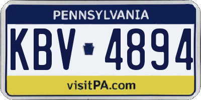 PA license plate KBV4894
