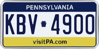 PA license plate KBV4900
