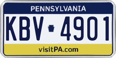 PA license plate KBV4901