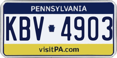 PA license plate KBV4903