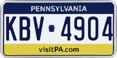 PA license plate KBV4904