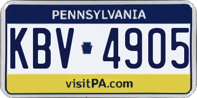PA license plate KBV4905