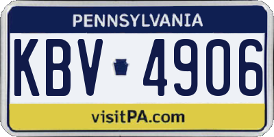 PA license plate KBV4906