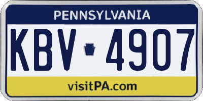 PA license plate KBV4907