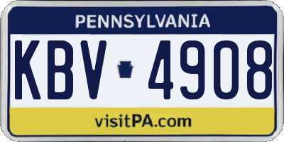PA license plate KBV4908