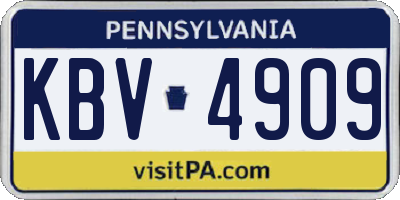 PA license plate KBV4909