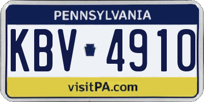 PA license plate KBV4910