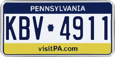 PA license plate KBV4911