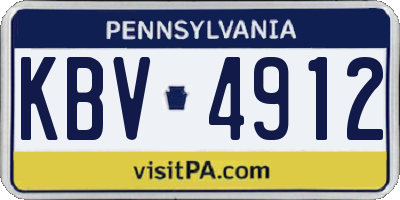 PA license plate KBV4912