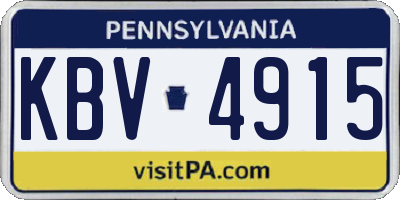 PA license plate KBV4915