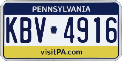 PA license plate KBV4916