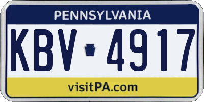 PA license plate KBV4917