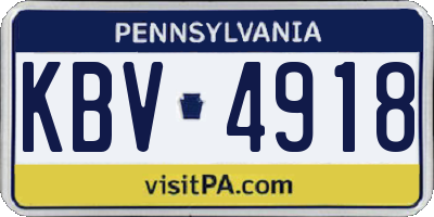 PA license plate KBV4918