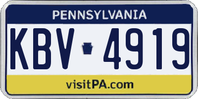 PA license plate KBV4919