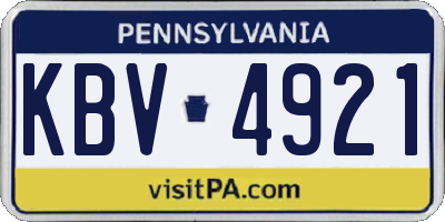 PA license plate KBV4921