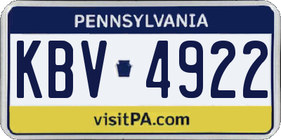 PA license plate KBV4922