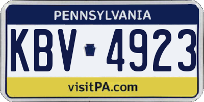 PA license plate KBV4923