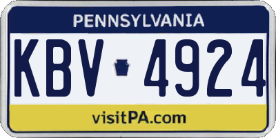 PA license plate KBV4924