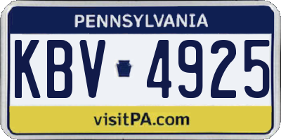 PA license plate KBV4925