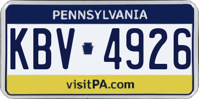 PA license plate KBV4926