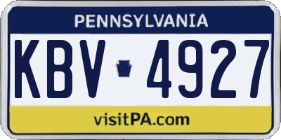 PA license plate KBV4927