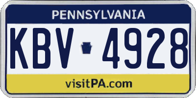 PA license plate KBV4928