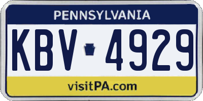 PA license plate KBV4929