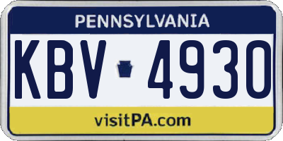 PA license plate KBV4930