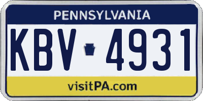 PA license plate KBV4931