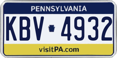 PA license plate KBV4932