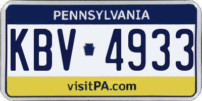 PA license plate KBV4933
