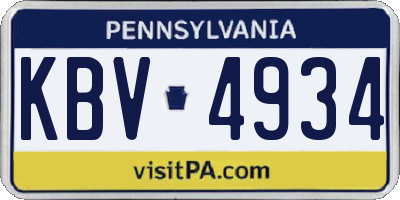 PA license plate KBV4934