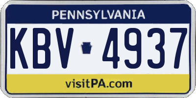 PA license plate KBV4937