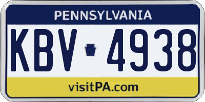 PA license plate KBV4938