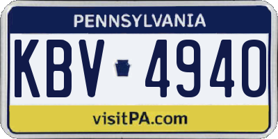 PA license plate KBV4940