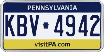PA license plate KBV4942