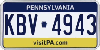 PA license plate KBV4943