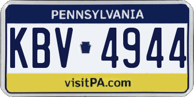 PA license plate KBV4944