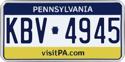 PA license plate KBV4945
