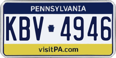 PA license plate KBV4946